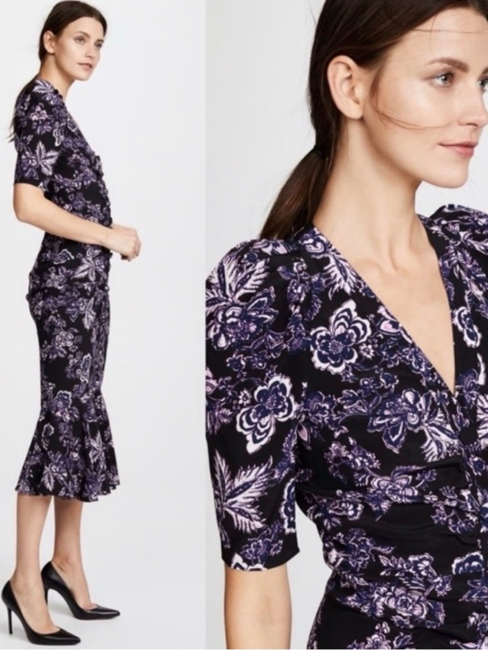 Veronica Beard Kent Silk Mermaid Midi Dress Size 2 Missing 1 Button Floral $595